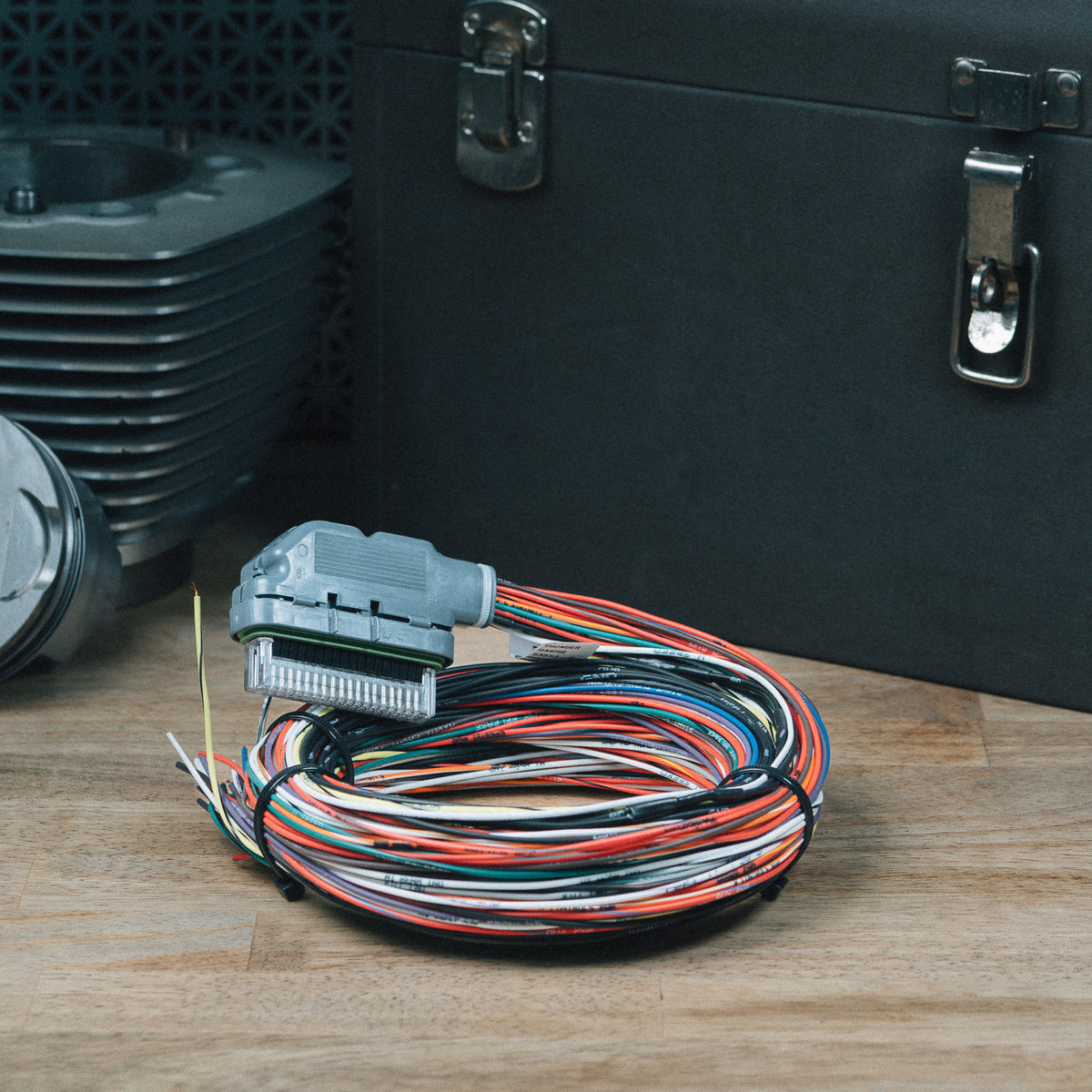 Micro Harness Controller harness with coiled wiring and a large connector