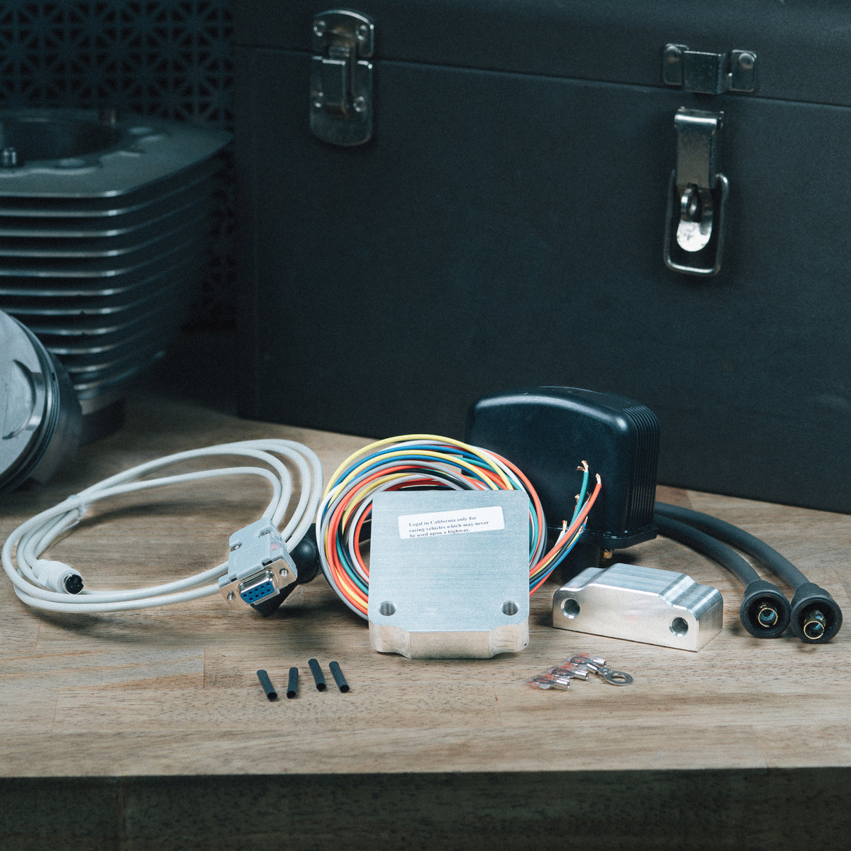 Twin Cam programmable ignition kit with module, coil, wiring and mounting hardware